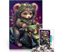 Puzzle para adultos, 1000 piezas, diseño de oso de arte, rompecabezas de corte de precisión, 26 x 38 cm, alivio del estrés, vacaciones en casa, pasatiempo para niños a partir de 14 años