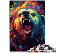 Puzzle para adultos, 1000 piezas, diseño de oso, montaje de 50 x 70 cm, decoración de pared única para cumpleaños, adecuado para jóvenes a partir de 14 años