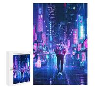 Puzzle para adultos, 1000 piezas, diseño de paisaje de ciudad de neón solo en las luces, rompecabezas para adultos, regalo de cumpleaños, Navidad, 1000 unidades