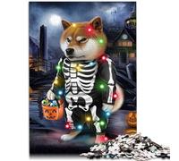 Puzzle para adultos, 1000 piezas, disfraz de calavera de perro Shiba, patrón para montar, 26 x 38 cm, regalos para amigos y familiares para adolescentes a partir de 14 años