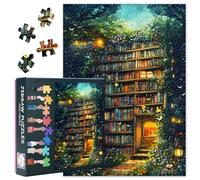 Puzzle para adultos 1000 piezas Enchanting Book Tower Abundant Garden Fantasy Scene Detailed Landscape Art Family Game Challenge 70x50 cm
