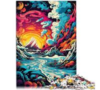 Puzzle para adultos, 1000 piezas, fiordos noruegos, competencia de velocidad manual, 26 x 38 cm, juego sofisticado y familiar para niños de 14 años
