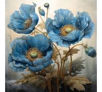 Puzzle para Adultos 1000 Piezas,Flores de Amapola Azul,65x65cm Rompecabezas para Adulto Juguete Educativo, Juego Educativo Desafío,1000 Piezas Rompecabezas para Adultos Niños
