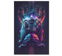 Puzzle para adultos 1000 piezas Gaming Neon Gamepad rompecabezas de madera creativos, juego práctico, decoración familiar (78 x 53 cm)