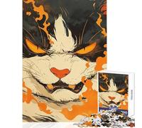 Puzzle para Adultos 1000 Piezas Gato Enojado con Aura ardiente Decoración del hogar Juguetes Grandes Regalos y Juguetes Juego Familiar Mejorar el Amor Entre Parejas Tamaño 38x52cm