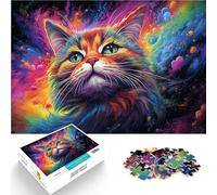 Puzzle para adultos, 1000 piezas, gato espacial arco iris, juego sofisticado, 26 x 38 cm, alivio del estrés, vacaciones en casa, pasatiempo para adolescentes a partir de 14 años