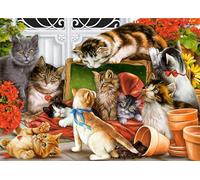 Puzzle para adultos, 1000 piezas, gatos en el jardín, 70 x 50 cm, rompecabezas para adultos, juego educativo, desafío, 1000 piezas, gatos, rompecabezas para adultos y niños