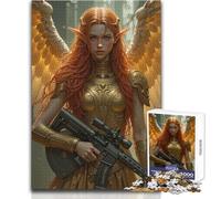 Puzzle para Adultos 1000 Piezas Guerrero angelical con Rifle Juego Educativo Pero Divertido y Divertido Juguetes antiestrés Tamaño 38x52cm