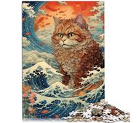 Puzzle para adultos, 1000 piezas, juguete de gato artificial, juegos educativos, alivio del estrés, entrena tu cerebro y tus manos para adolescentes a partir de 14 años, 26 x 38 cm