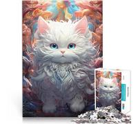 Puzzle para adultos, 1000 piezas, lindo gatito blanco, difícil, decoración de pared, cumpleaños único, 26 x 38 cm