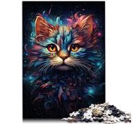 Puzzle para adultos, 1000 piezas, lindo gatito galaxia, rompecabezas difícil para aliviar el estrés, difícil desafío para adolescentes a partir de 14 años, 26 x 38 cm