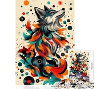 Puzzle para Adultos 1000 Piezas Lobo con Discos de Vinilo Juguetes antiestrés Grandes Regalos y Juguetes Juegos educativos Interacción Entre Padres e Hijos Tamaño 38x26cm