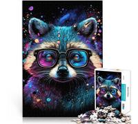 Puzzle para adultos, 1000 piezas, mapache cósmico con gafas, rompecabezas para juegos educativos, juguete desafiante, 26 x 38 cm, regalos de amigo invisible