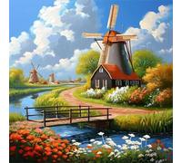 Puzzle para Adultos 1000 Piezas,Molino de Viento Rural,65x65cm Rompecabezas para Adulto Juguete Educativo, Juego Educativo Desafío,1000 Piezas Rompecabezas para Adultos Niños