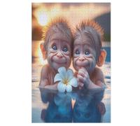 Puzzle para adultos 1000 piezas mono lindo rompecabezas de madera creativos, juego práctico, decoración familiar (78 x 53 cm)