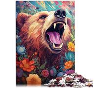 Puzzle para adultos, 1000 piezas, oso de jardín, juegos educativos, decoración del hogar, rompecabezas, obra de arte, regalo, adecuado para jóvenes a partir de 14 años, 26 x 38 cm