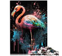 Puzzle para adultos 1000 piezas Paintsplash Flamingo juegos educativos decoración del hogar rompecabezas 38 x 52 cm con cartel surtido y hoja de preguntas
