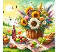 Puzzle para Adultos 1000 Piezas,Paisaje de cestas de Comida,65x65cm Rompecabezas para Adulto Juguete Educativo, Juego Educativo Desafío,1000 Piezas Rompecabezas para Adultos Niños