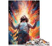 Puzzle para adultos, 1000 piezas, pintura al óleo de Jesús, rompecabezas de 26 x 38 cm, con póster a juego y hoja de preguntas para adolescentes a partir de 14 años