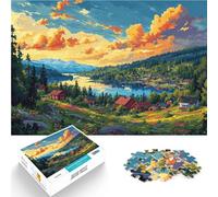 Puzzle para adultos, 1000 piezas, pintura de paisaje artístico, rompecabezas de actividad familiar, 26 x 38 cm, con póster a juego y hoja de preguntas