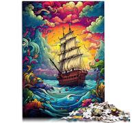 Puzzle para adultos, 1000 piezas, pintura de velero, juego desafiante, rompecabezas 19.7 x 29.5 pulgadas, ayudar al cerebro a entrenar juguetes adictivos para promover la paciencia