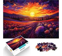 Puzzle para adultos, 1000 piezas, puesta de sol sobre lavanda, decoración del hogar, juguete de rompecabezas, análisis y lógica, adecuado para jóvenes a partir de 14 años, 26 x 38 cm