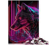 Puzzle para adultos, 1000 piezas, puzle de lobo retro ondulado, obra de arte, 38 x 52 cm, regalo de cumpleaños, decoración de pared para adolescentes a partir de 14 años