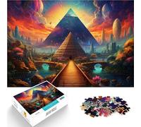 Puzzle para adultos, 1000 piezas que conducen a la pirámide para regalos de puzle de 50 x 70 cm, con póster a juego y hoja de preguntas