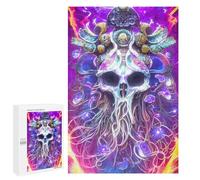 Puzzle para adultos, 1000 piezas, rompecabezas de arte de fusión de calavera de neón, rompecabezas para adultos, juguete antiestrés, análisis y lógica, desafiante para resolver, 1000 unidades