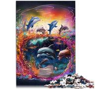 Puzzle para adultos, 1000 piezas, rompecabezas educativo de tipo delfín, 38 x 52 cm, alivio del estrés, difícil desafío