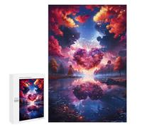 Puzzle para adultos, 1000 piezas, rompecabezas para adolescentes, en forma de corazón, nubes sobre un lago sereno, juguete, decoración de pared, ensamblaje de patrones, interacción entre padres e