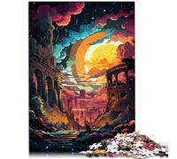 Puzzle para adultos, 1000 piezas, ruinas romanas, puzle difícil con póster a juego y hoja de preguntas para adolescentes a partir de 14 años, 26 x 38 cm