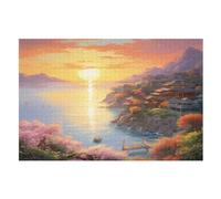 Puzzle para adultos 1000 piezas Soleilset Over The Harbour Puzzles de madera creativos, juego práctico - Decoración familiar (75 × 50 cm)