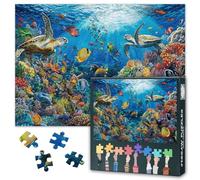 Puzzle para adultos 1000 piezas, tortugas marinas rompecabezas de peces de mar profundo obra de arte, arrecife de coral subacuático, rompecabezas desafiantes decoración del hogar, juguete de regalo