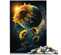 Puzzle para adultos, 1000 piezas, universo girasol, divertido rompecabezas para toda la familia, juego educativo para cumpleaños, Navidad, para adolescentes a partir de 14 años, 26 x 38 cm