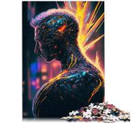 Puzzle para adultos, 1000 piezas, viajero del tiempo futurista, 50 x 70 cm, con cartel surtido y hoja de preguntas para adolescentes a partir de 14 años
