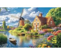 Puzzle para Adultos 1200 Piezas,Cabaña del Molino de Viento Junto al Lago 75x50 cm,Rompecabezas para Adulto Juguete Educativo, Juego Educativo Desafío,1200 Piezas Rompecabezas para Adultos