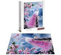 Puzzle para Adultos 1314 Piezas, Flor Obra de Arte de Juego de Rompecabezas para Adultos, Pavo Real Pasatiempo Creativo, Decoración, DIY para Decoración del Hogar 75 x 50 cm B-7806