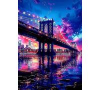 Puzzle para Adultos 1500 Piezas, Paisaje Puente Ciudad, con Póster, Piezas de Encaje, Letras en la Parte Posterior, Decoración de Pared, Regalo para Adultos (87x57cm)
