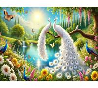 Puzzle para Adultos 2000 Piezas,100x70 cm Rompecabezas para Adultos,Juego desafío Educativo,Rompecabezas clásicos,Decoración del Hogar Puzzles Hermoso Paisaje de Pavo Real
