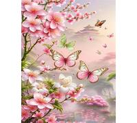 Puzzle para Adultos 300 Piezas,38x26 cm Rompecabezas para Adultos,Juego desafío Educativo,Rompecabezas clásicos,Decoración del Hogar Puzzles Mariposa Flor Rosa