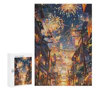 Puzzle para adultos 300 piezas City Streets Under Fireworks Display Puzzle para adultos, juego de reflexión, regalo para mujeres, actividades divertidas en el hogar, 300 unids