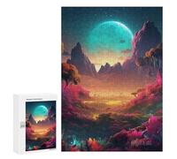 Puzzle para adultos, 300 piezas, paisaje de fantasía con luna gigante, rompecabezas para adultos, regalo de cumpleaños, Navidad, 300 unidades
