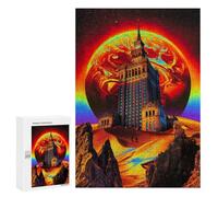 Puzzle para adultos, 300 piezas, Palacio del Desierto con planeta gigante, rompecabezas para adultos, regalo de cumpleaños, Navidad, 300 unidades