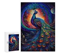 Puzzle para adultos, 300 piezas, puzles para adolescentes, pavo real enchanted in cósmico, jardín, rompecabezas, decoración de pared, ensamblaje de patrones, interacción entre padres e hijos, 300