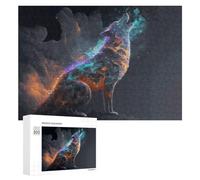 Puzzle para adultos, 300 piezas, rompecabezas de lobo colorido en la noche rompecabezas para adultos juego de mentalidad análisis y lógica regalos de cumpleaños y regalos únicos 300 piezas