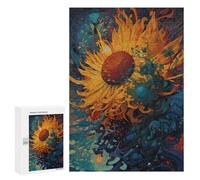 Puzzle para adultos, 300 piezas, rompecabezas para adolescentes, girasol en arte abstracto, juguete para decoración de pared, ensamblaje de patrones, interacción entre padres e hijos, 300 unidades