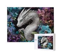 Puzzle para Adultos 3000 Piezas, Dragón Blanco Flores Puzzle, Difícil, Desafiante, Rompecabezas Encajan Perfectamente, Letras en la Parte Posterior, Regalo para Personas Mayores 122x80cm s-32