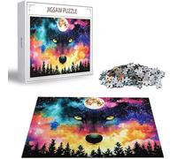 Puzzle para Adultos 4000 Piezas, Lobo Obra de Arte de Juego de Rompecabezas para Adultos, Luna Pasatiempo Creativo, Decoración, DIY para Decoración del Hogar 141 x 87 cm B-1789