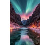 Puzzle para Adultos 408 Piezas, Río Cañón Aurora, con Póster, Piezas de Encaje, Letras en la Parte Posterior, Decoración de Pared, Regalo para Adultos (59x23cm)